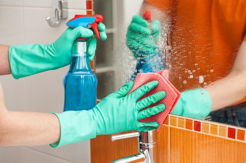 Cleaner working in a Wimbledon home with attention to detail