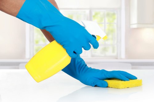 Local cleaner removing stains from a sofa in Wimbledon