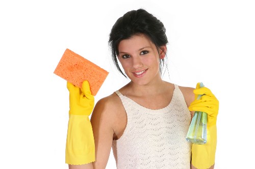 Office cleaners working in a Wimbledon business reception area